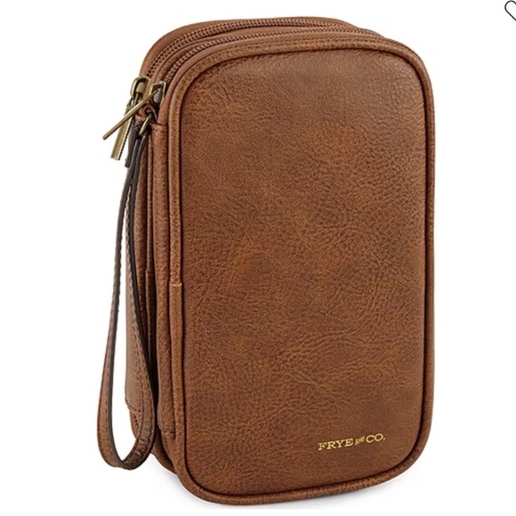Frye and Co. vintage cognac vegan leather tech storage case 2 NIB - Picture 1 of 4
